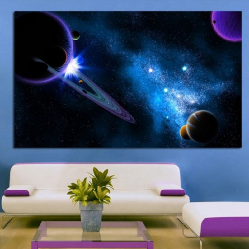 Πίνακας σε καμβά με διάστημα με Κρόνο και άστρα